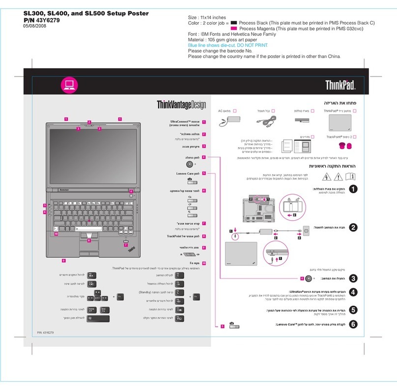 Lenovo ThinkPad SL500 Setup guide