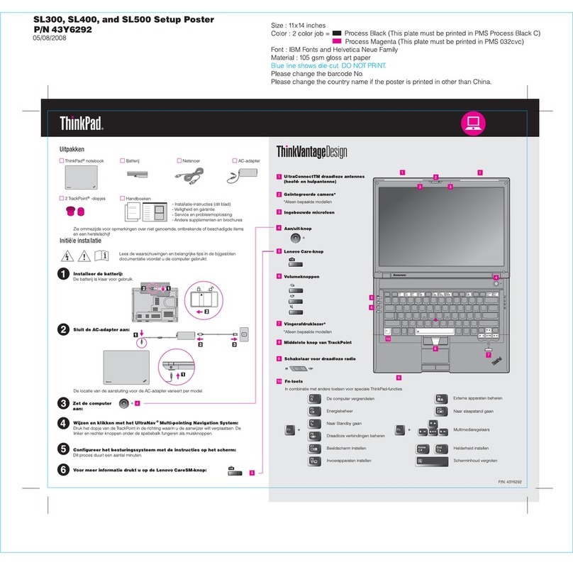 Lenovo ThinkPad SL500 Setup guide