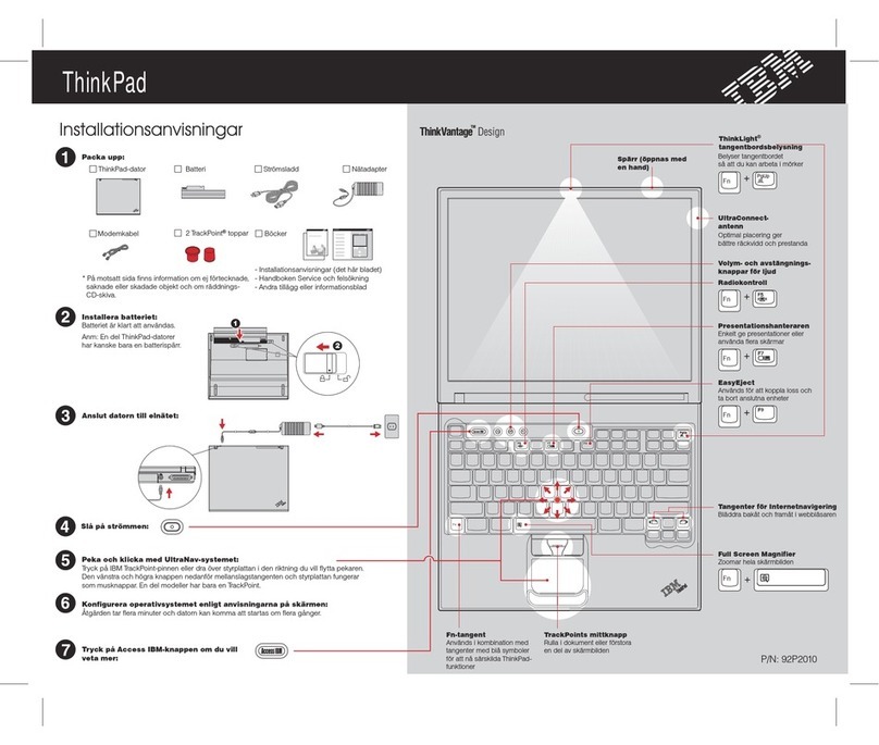 Lenovo THINKPAD T41 Installationsanvisningar Lenovo THINKPAD T41 Installationsanvisningar
