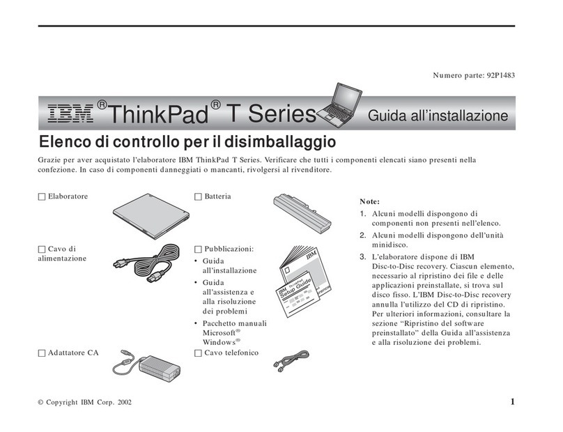 Lenovo ThinkPad T40 Guida all'installazione