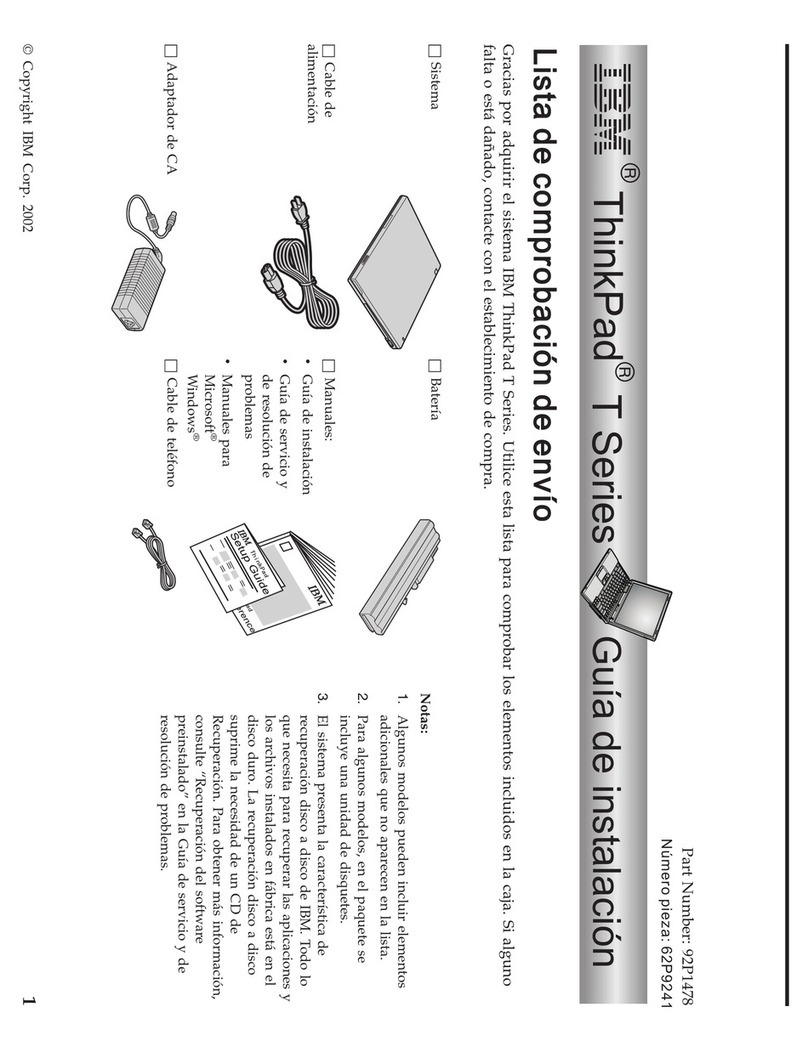 Lenovo ThinkPad T40 Parts list manual