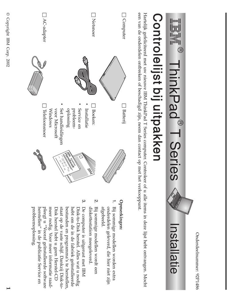 Lenovo ThinkPad T40 Instruction sheet