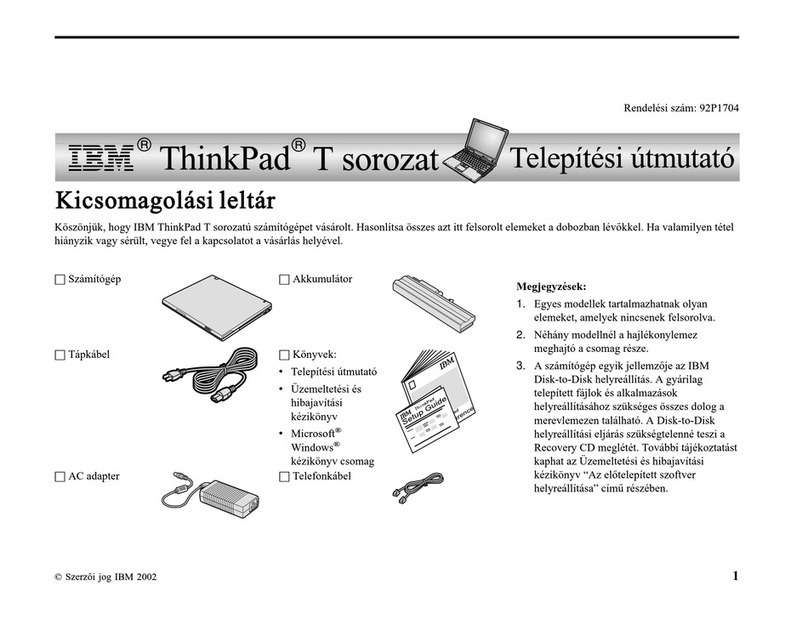 Lenovo ThinkPad T40 Setup guide