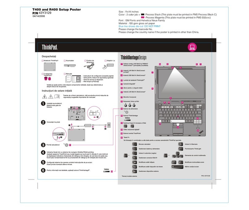 Lenovo ThinkPad T400 Setup poster