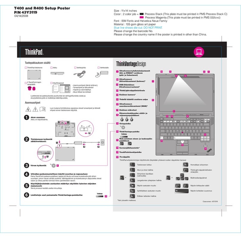 Lenovo ThinkPad T400 Setup poster