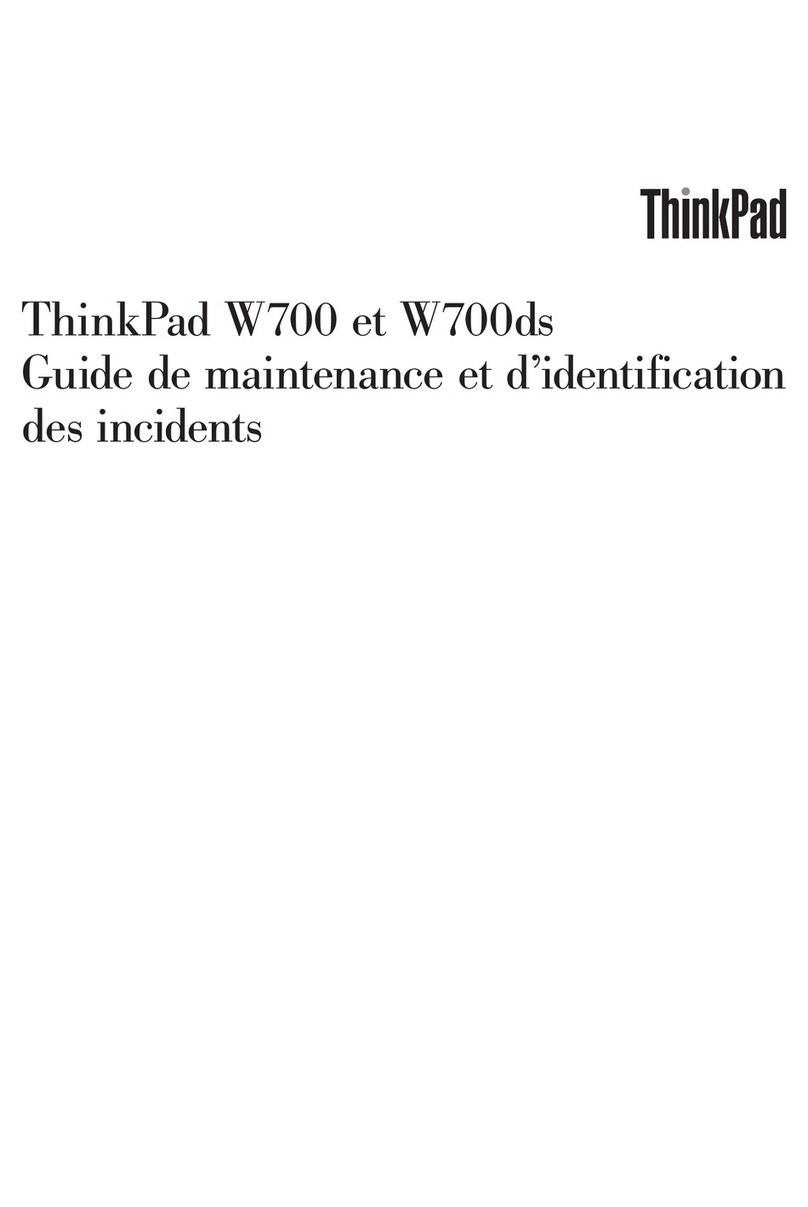 Lenovo THINKPAD W700 Guide de maintenance et d’identification des incidents Lenovo THINKPAD W700 Guide de maintenance et d’identification des incidents