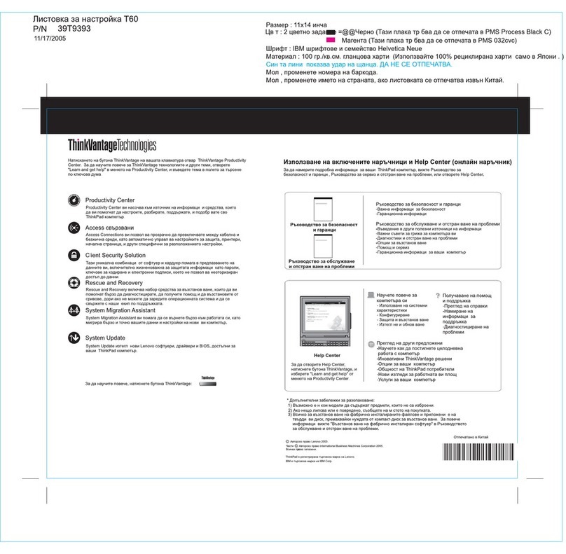 Lenovo THINKPAD T60 - User manual