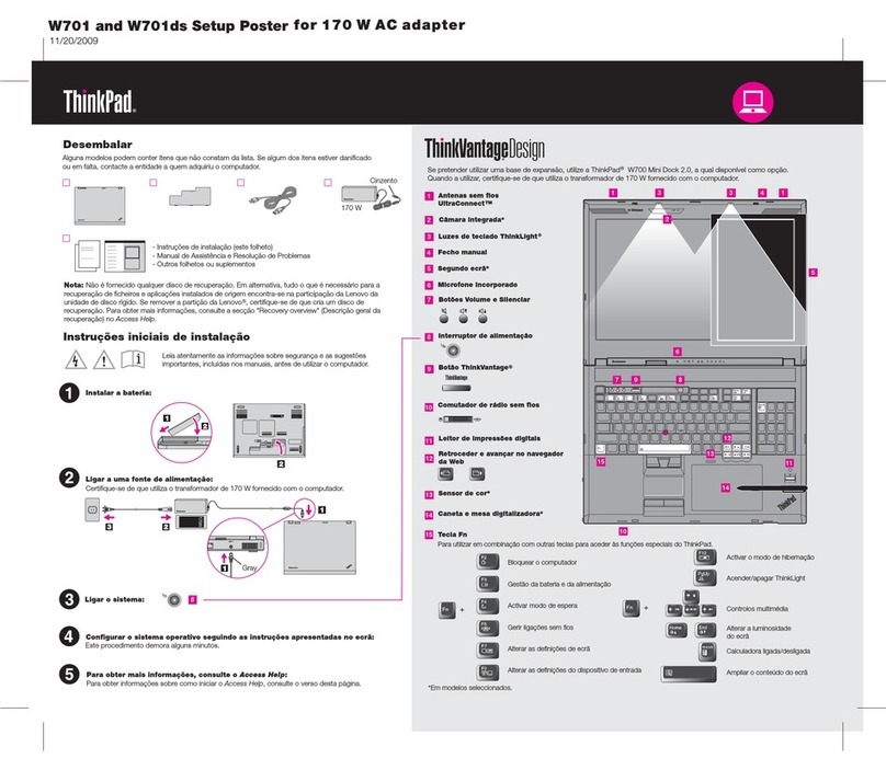 Lenovo THINKPAD W701 Setup guide