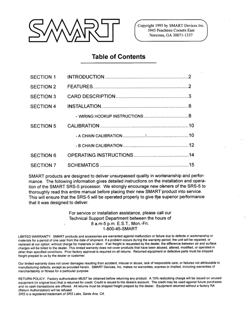 SMART SRS-5 Installation and service manual