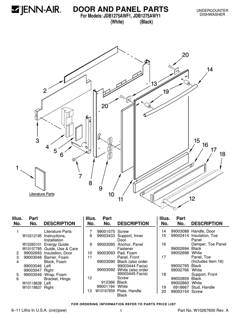 Jenn-Air JDB1275AWF1 parts list