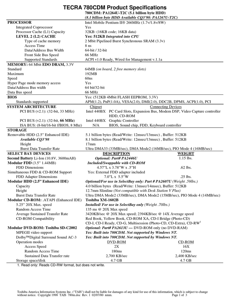 Toshiba Tecra 780CDM User manual