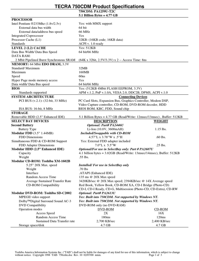 Toshiba Tecra 750CDM User manual