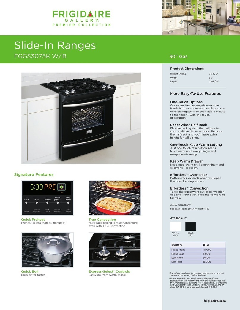 Frigidaire FGGS3075KB - 30' Gas Slide-In Lery Premier... Installation instructions