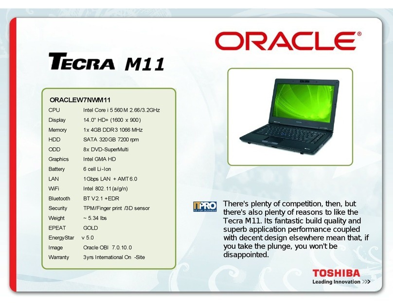 Toshiba Tecra M11-Oracle Specification sheet