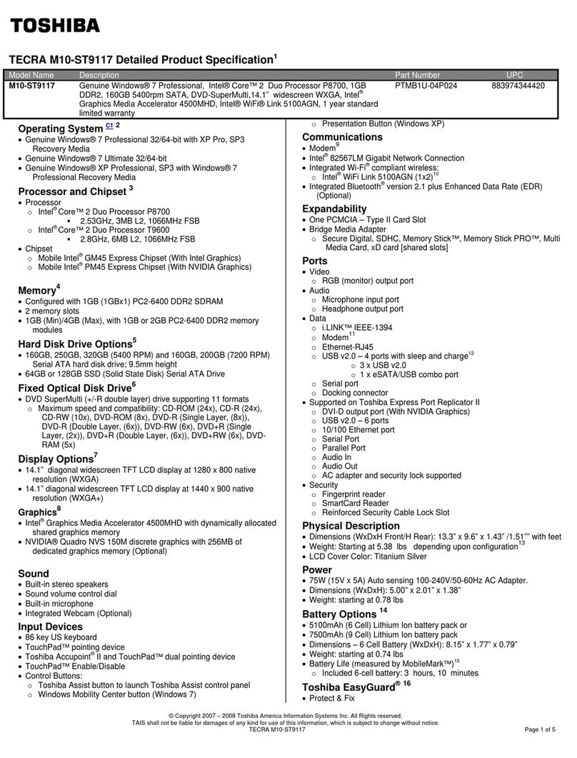 Toshiba Tecra M10-ST9117 User manual