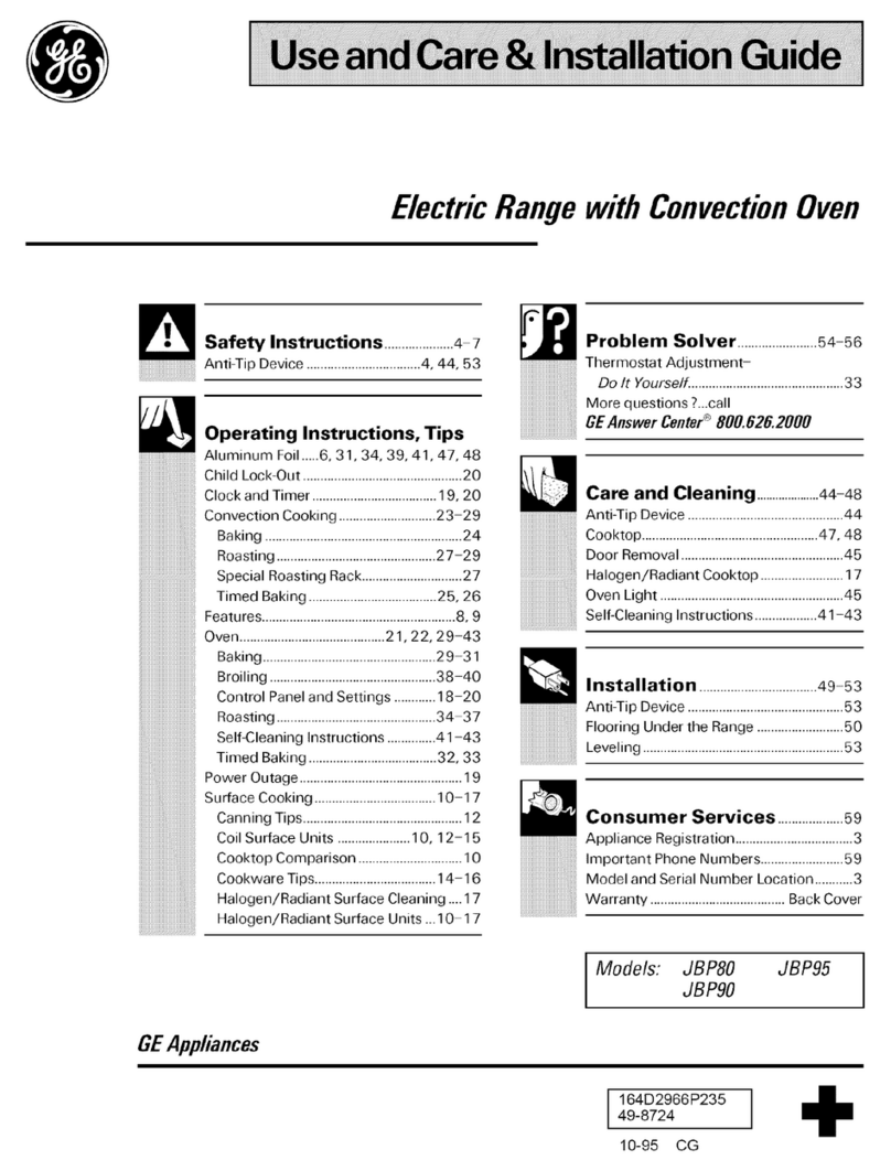 GE JBPBO Use and care & installation guide
