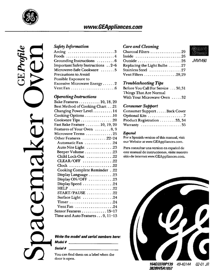 GE Profile Spacemaker JVM1490 owner's manual