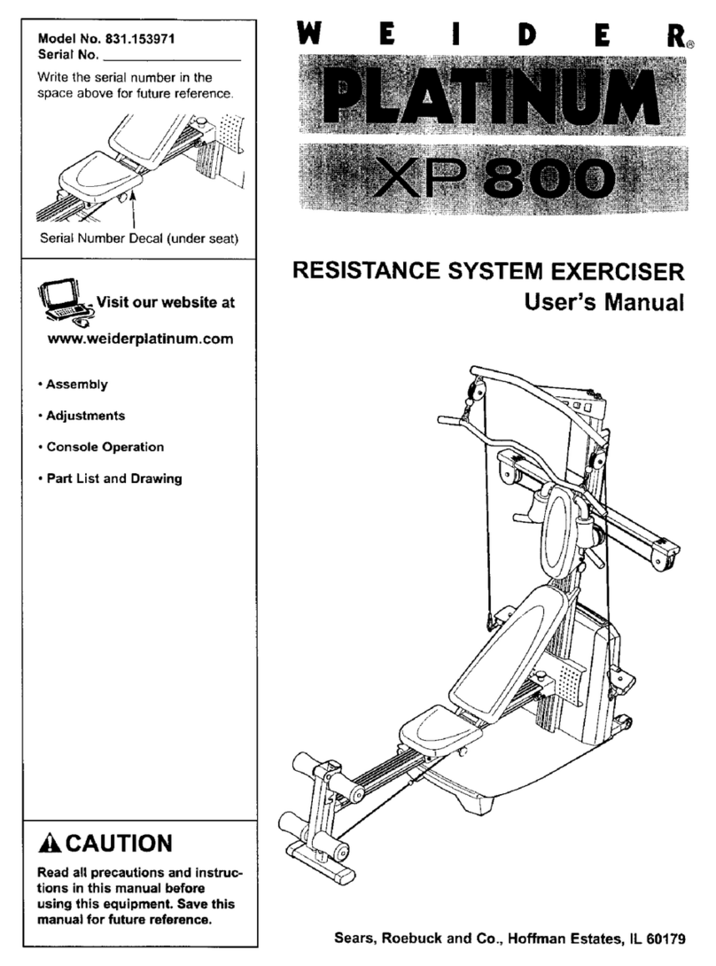 Weider Platinum Xp 800 user manual