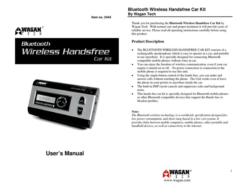 Wagan Bluetooth Wireless Handsfree Car Kit 2444 User manual