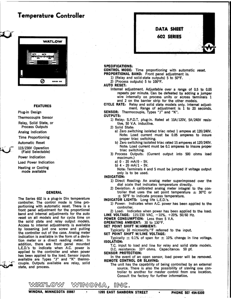 Watlow Electric 602 Series datasheet