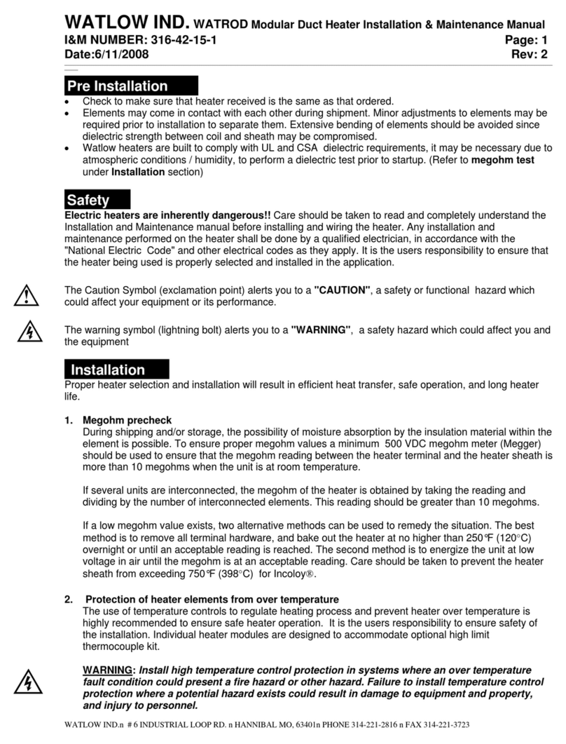 Watlow Electric 316-42-15-1 Installation & maintenance manual Watlow Electric 316-42-15-1 Installation & maintenance manual