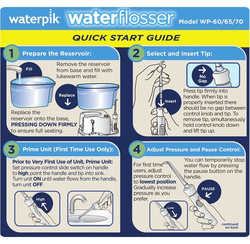 Waterpik Technologies WATERFLOSSER WP-60 quick start guide