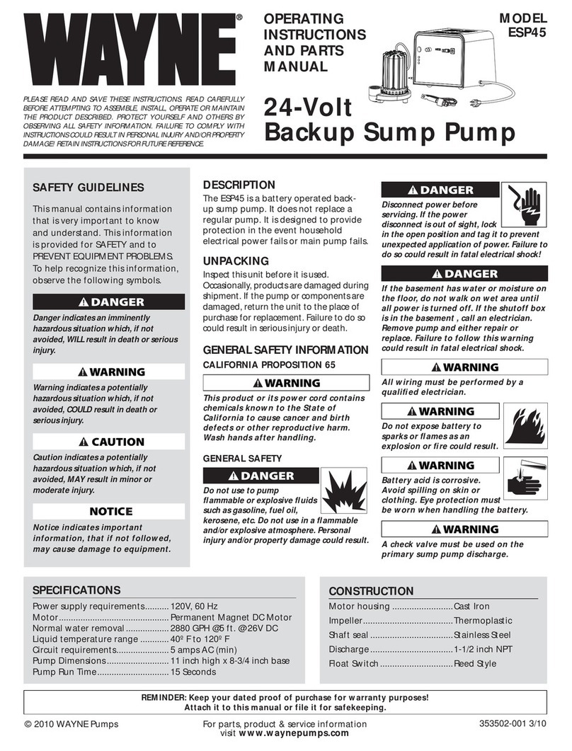 Wayne ESP45 Operating instructions and parts manual Wayne ESP45 Operating instructions and parts manual