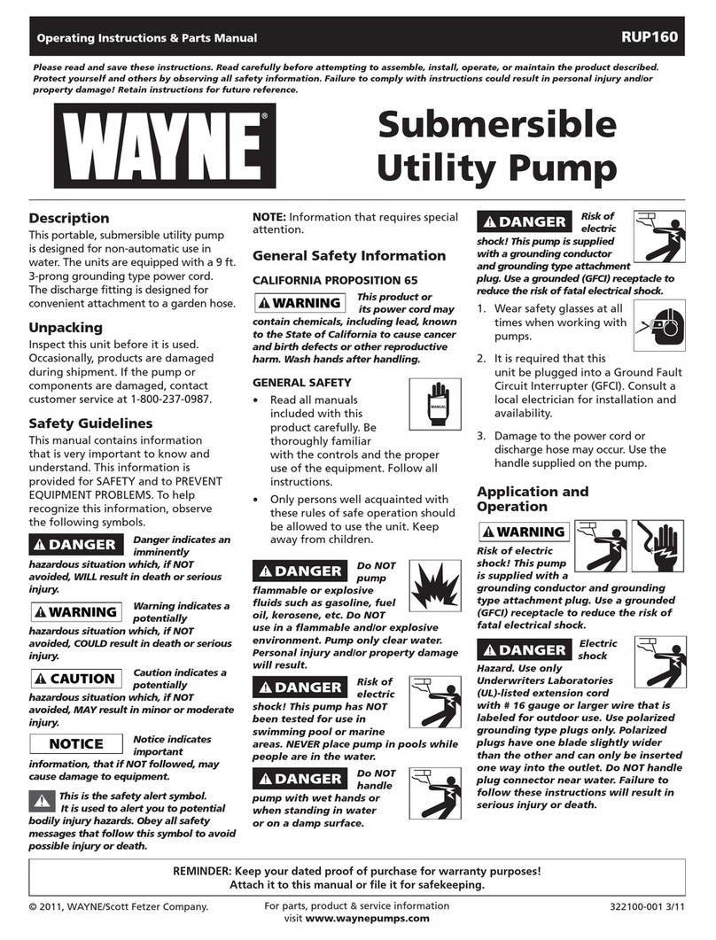 Wayne RUP160 Service manual