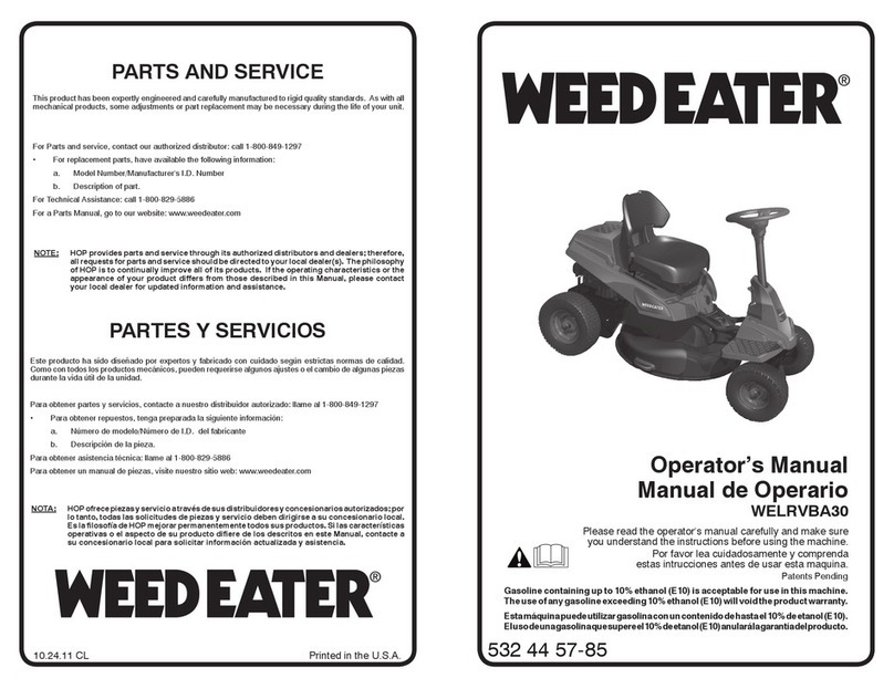 Weed Eater WELRVBA30 Operator's manual
