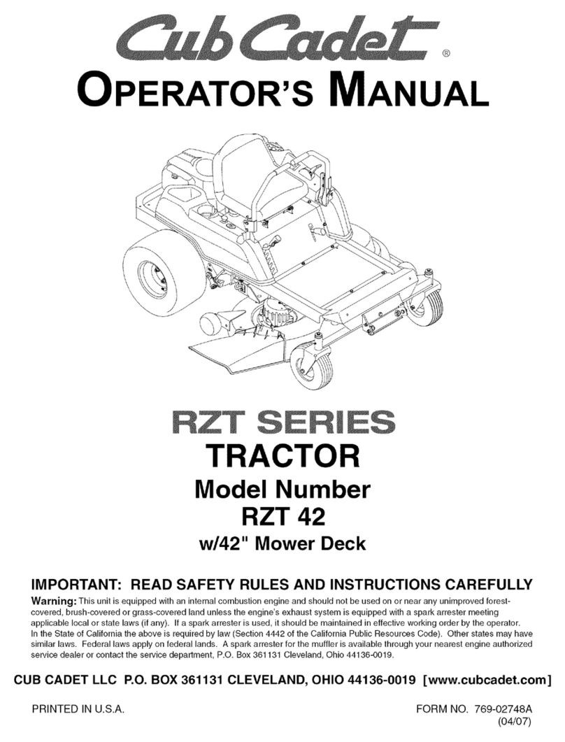 Cub Cadet RZT 42 w/42" Mower Deck User manual Cub Cadet RZT 42 w/42" Mower Deck User manual