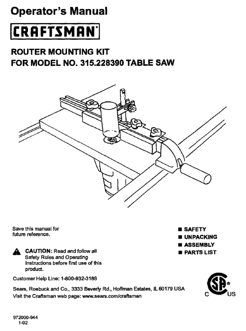 Craftsman ROUTER MOUNTING KIT Operator's manual