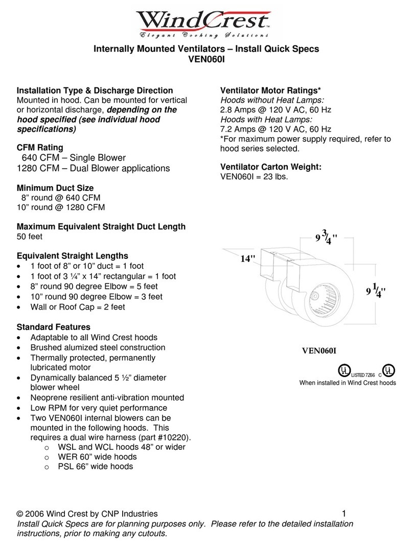 Wind Crest VEN060I Install quick specs Wind Crest VEN060I Install quick specs