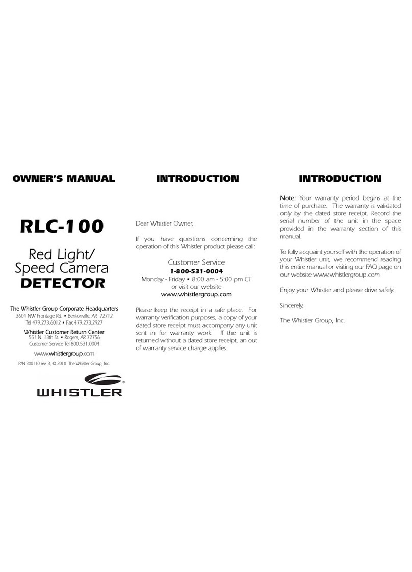Whistler RLC-100 owner's manual