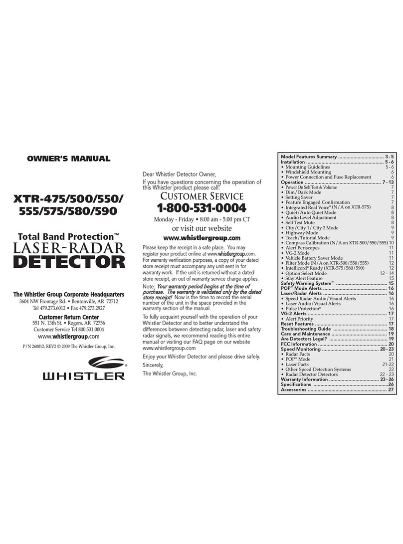 Whistler Total Band Protection XTR-555 owner's manual