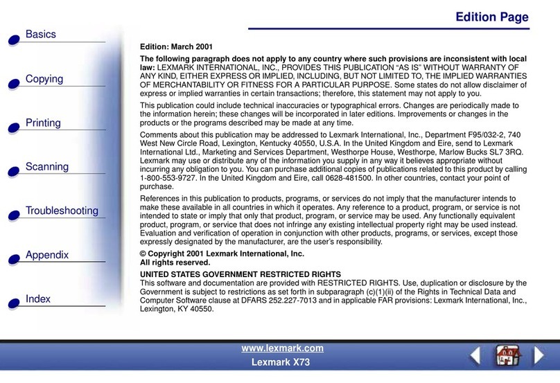 Lexmark X73 - X 73 Color Inkjet User manual