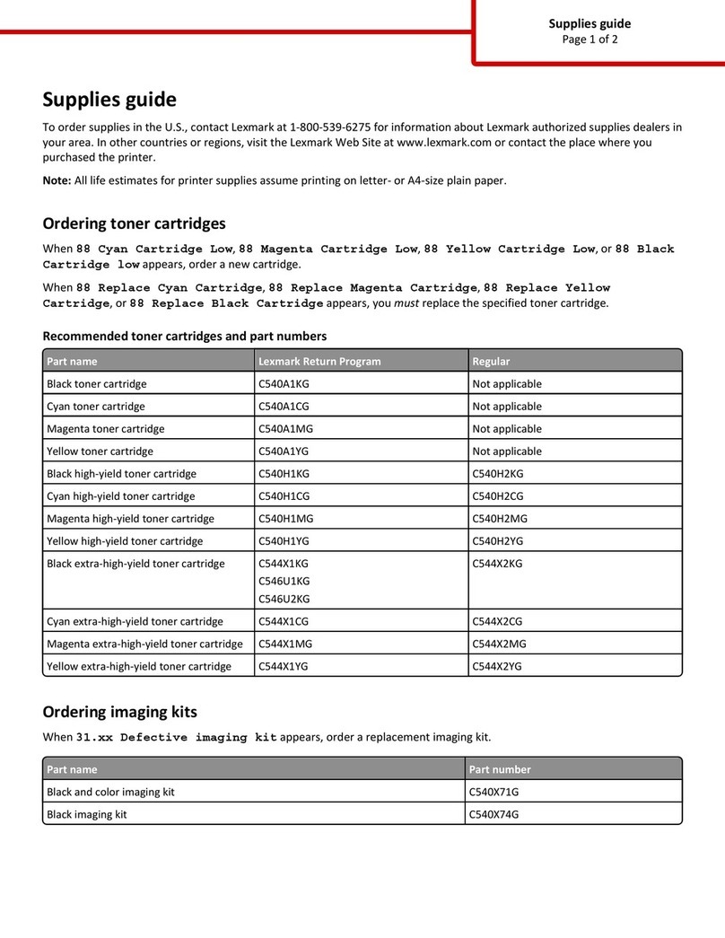 Lexmark X548 Family Supplies guide