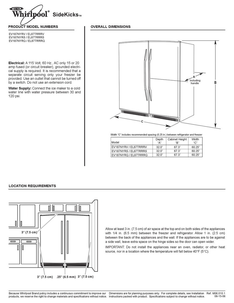 Whirlpool EL87TRRRQ - on 35.3 Cu. Ft. SideKicks owner's manual