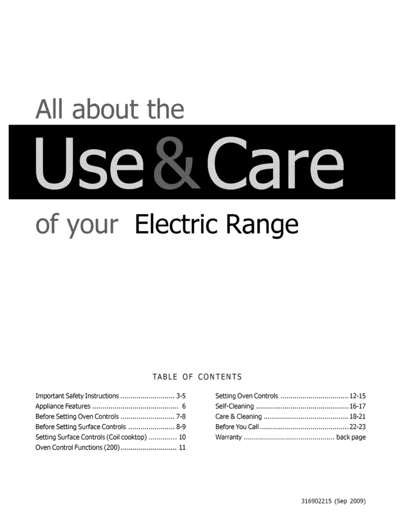 Electrolux Electric  Range use & care