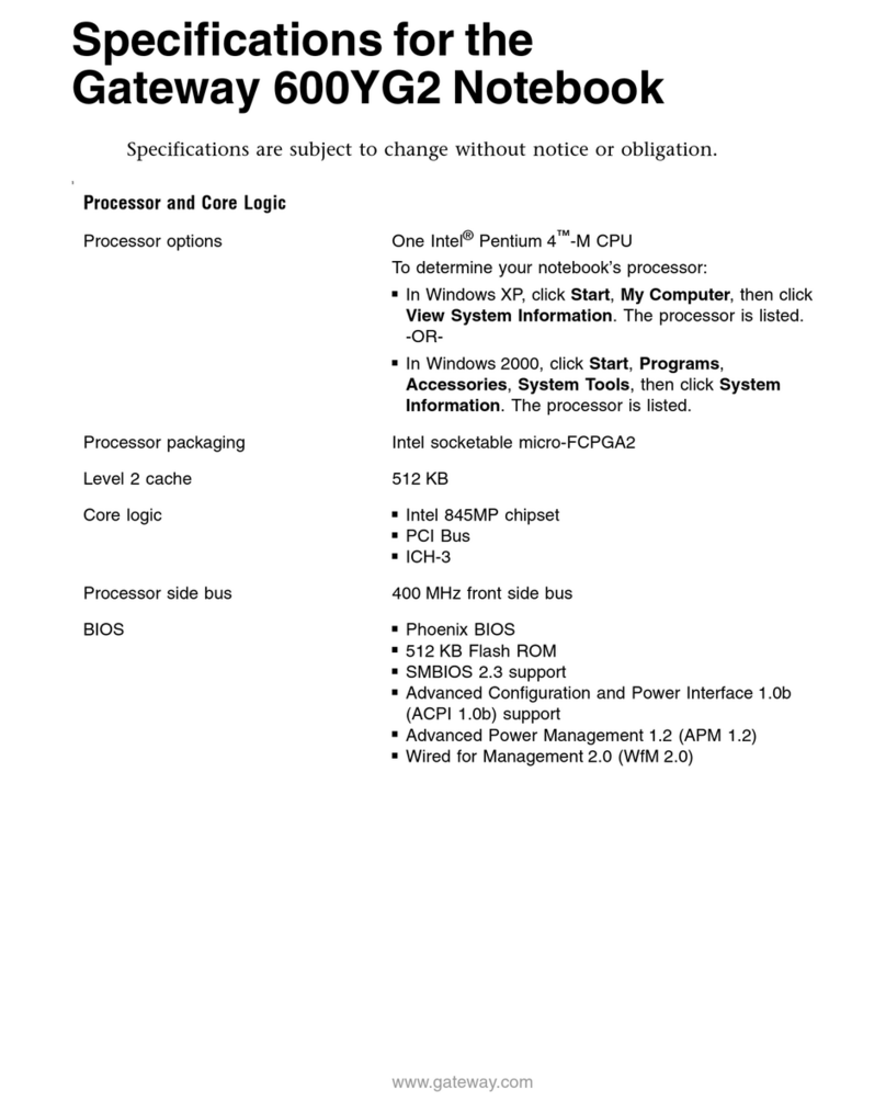 Gateway 600YG2 User manual