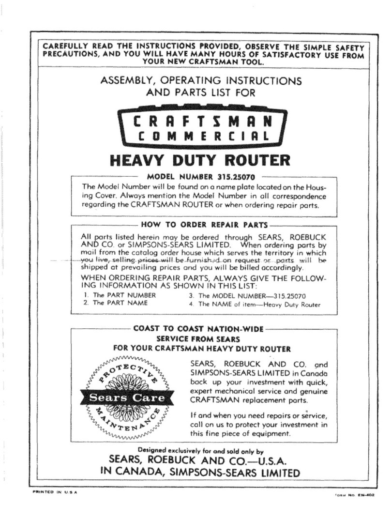 Craftsman 315.25070 Assembly & operating instructions