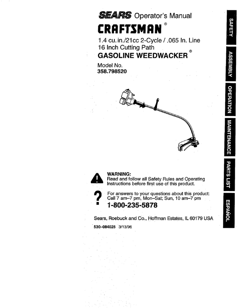 Sears Craftsman Weedwacker 358.798520 Operator's manual