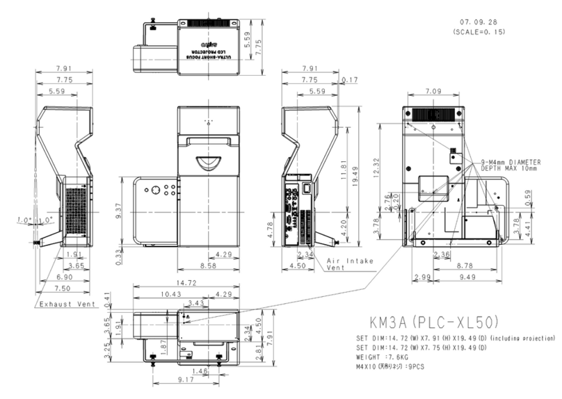 Sanyo XGA ULTRA SHORT-THROW PLC-XL51 Dimensional drawing Sanyo XGA ULTRA SHORT-THROW PLC-XL51 Dimensional drawing