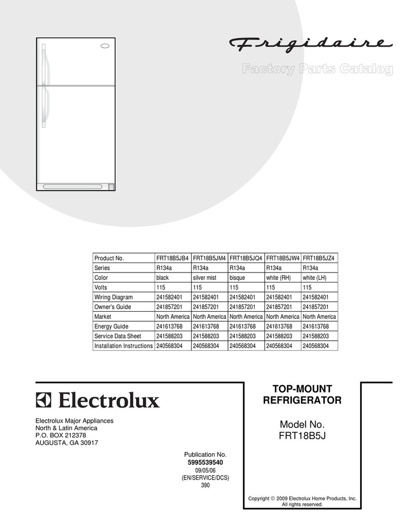 Frigidaire FRT18B5JM - 18' Refrigerator - Mist Instruction Manual