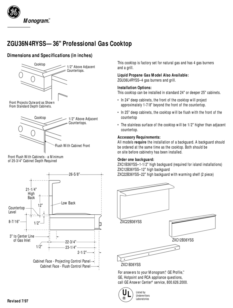 GE Monogram ZGU36N4RYSS User guide