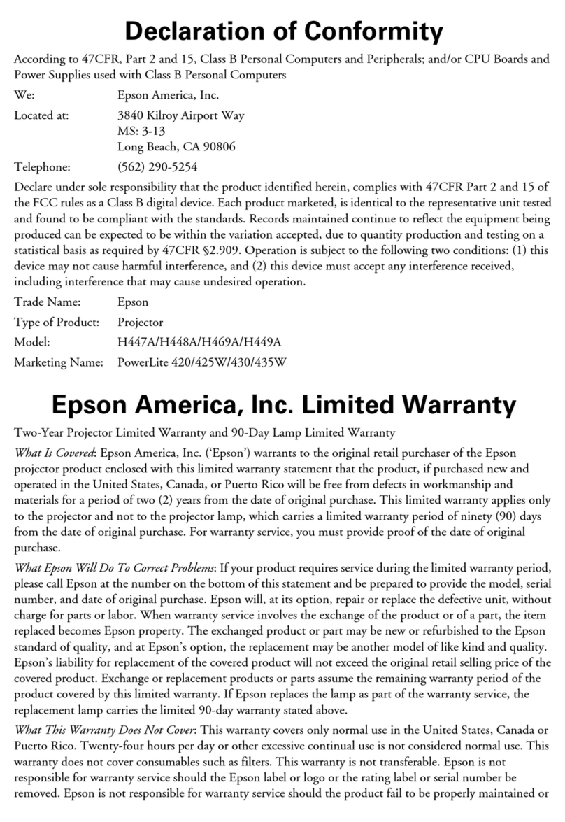 Epson PowerLite 420 Reference guide