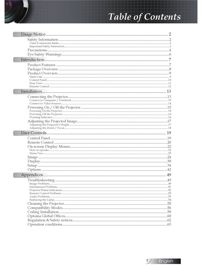Optoma W304M User manual