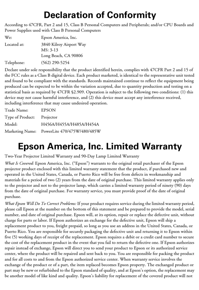 Epson PowerLite 470 Reference guide