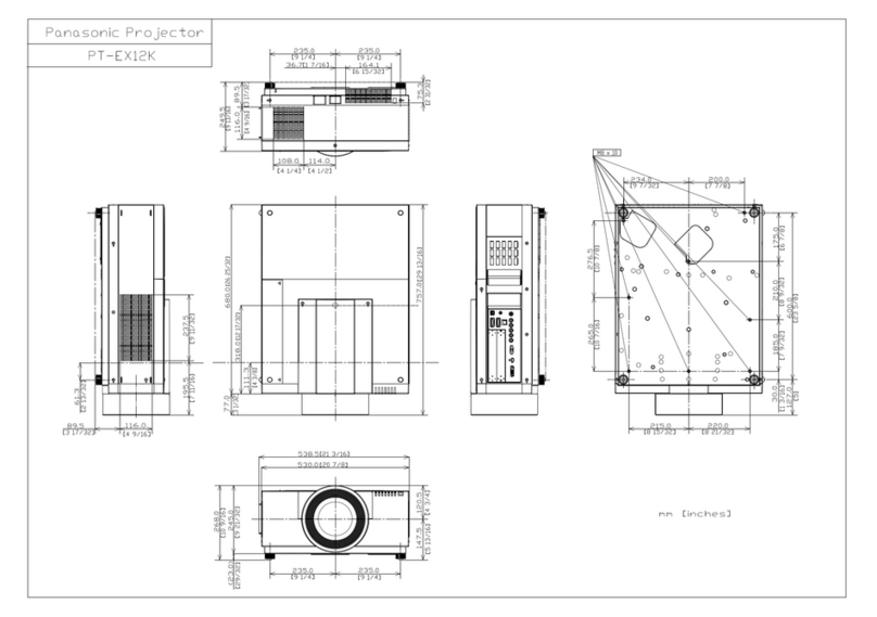Panasonic PT-EX12K Dimensional drawing