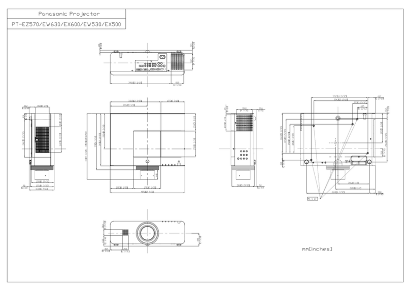 Panasonic PT-EZ570 Dimensional drawing