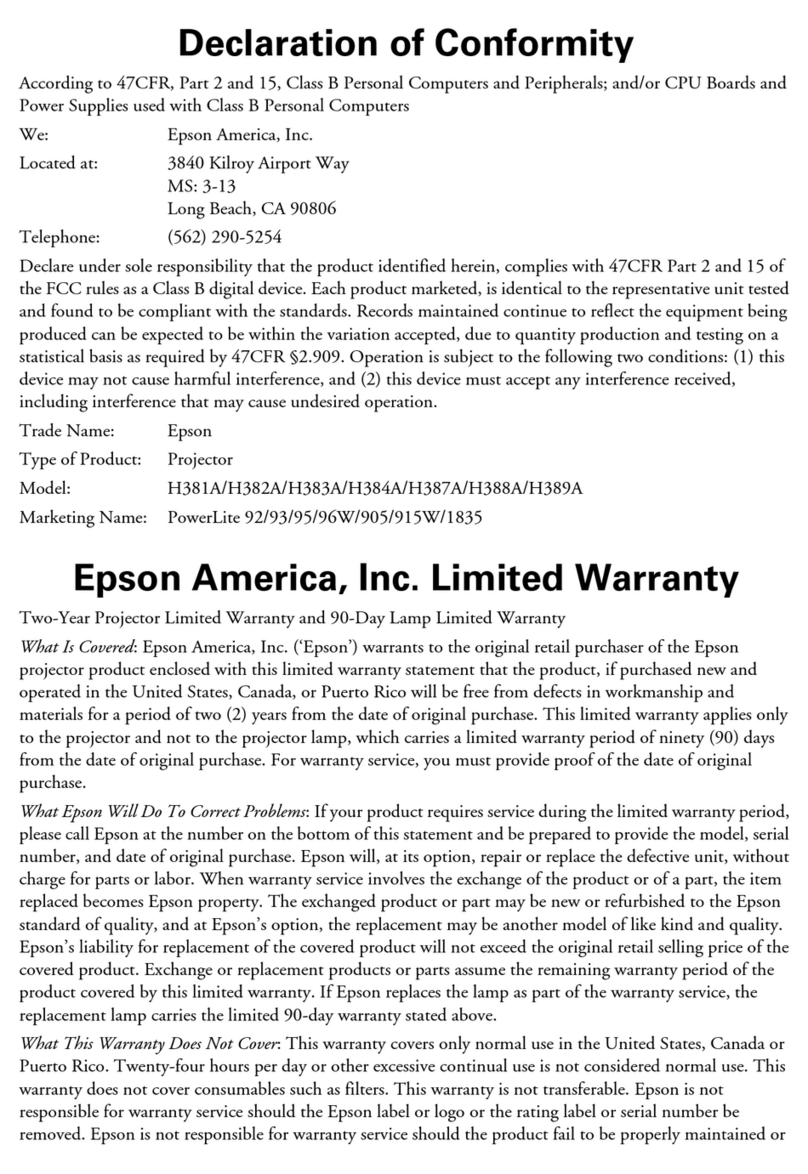 Epson PowerLite 1835 Reference guide
